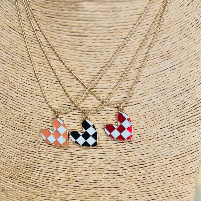 Checkered Heart Necklace