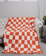 Orange Checkered Print Blanket