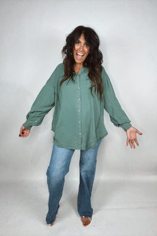 Edgey Frey Button Up