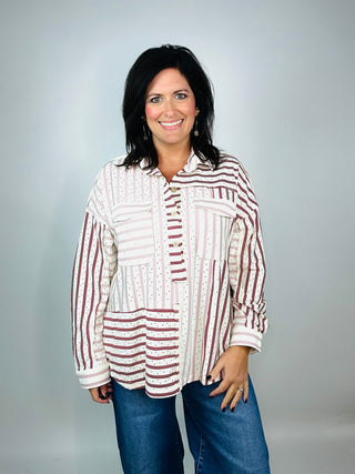 Mauve Sunsets Button Top