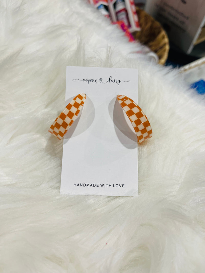 Orange Checkered Hoops