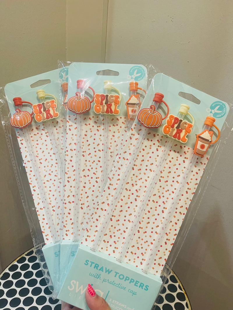 Pumpkin Spice Girl Straw Topper Set