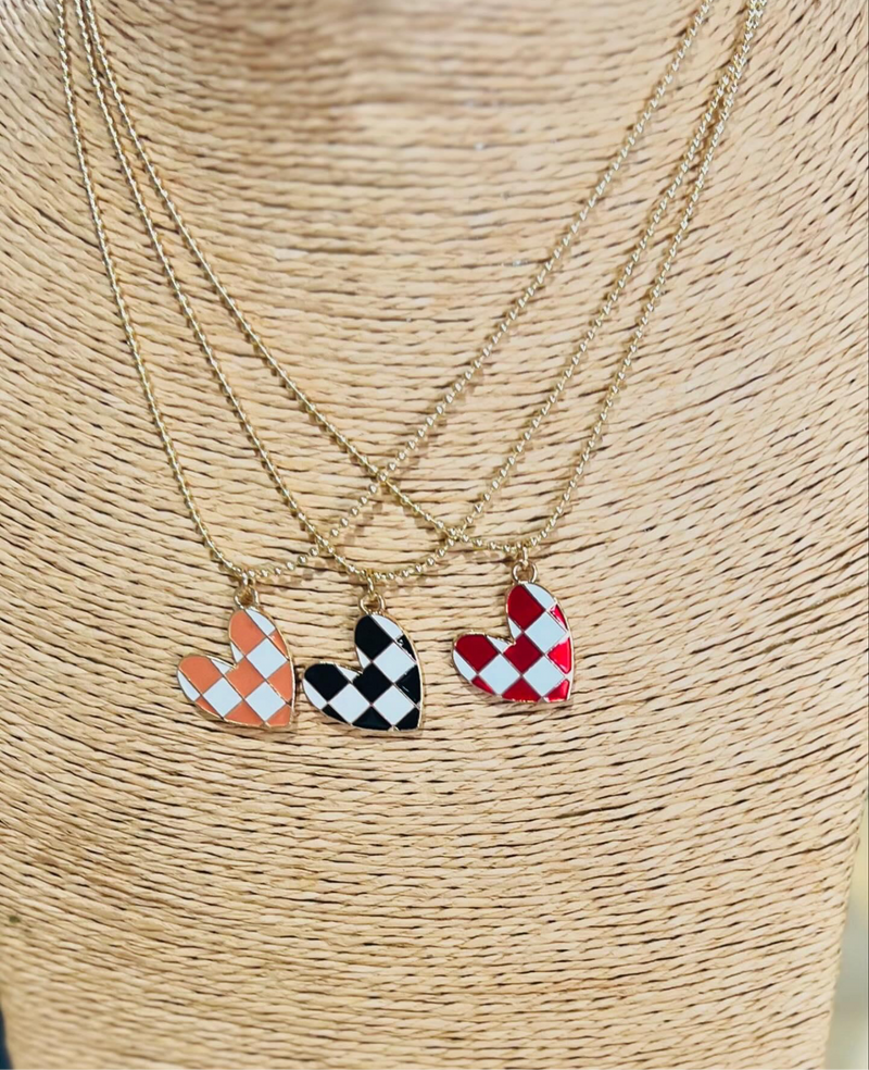 Checkered Heart Necklace