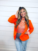 Orange Peyton Blazer W/ Stripes Cuff Sleeve