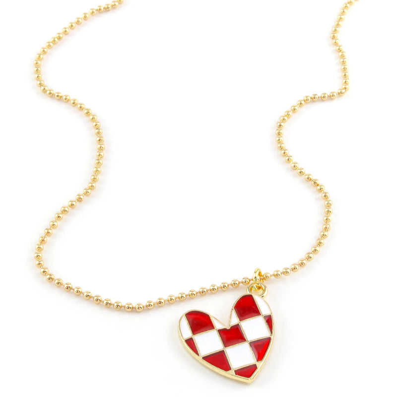 Checkered Heart Necklace