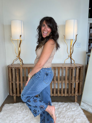 Floral Eyelit Denim