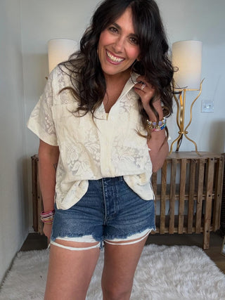 Golden Bloom Button Up