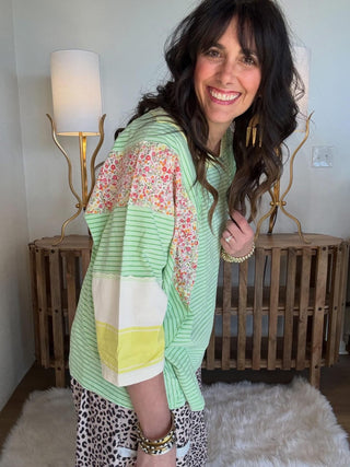 Apple Green Stripe Top